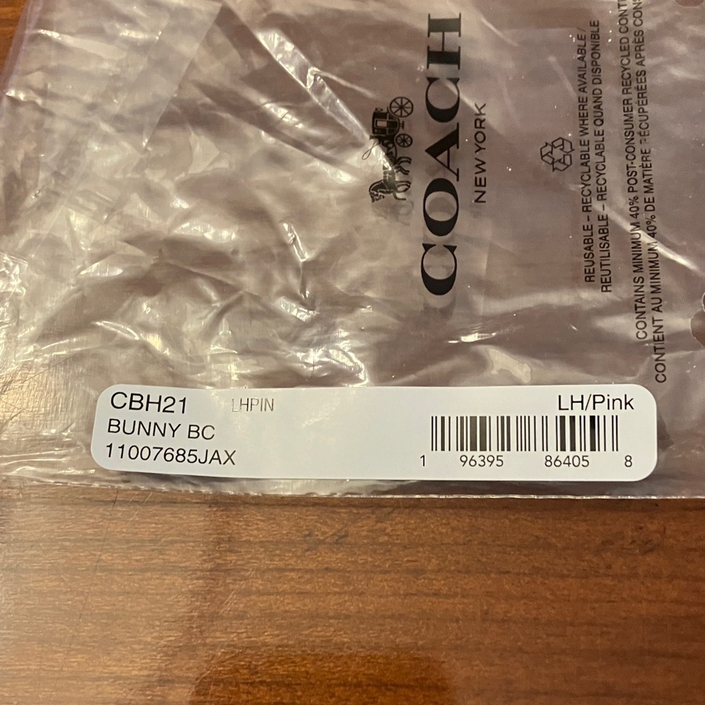 Coach Pink Glossy Rabbit Keychain Charm with Silver Hardware. BRAND NEW - Picture 2 of 7